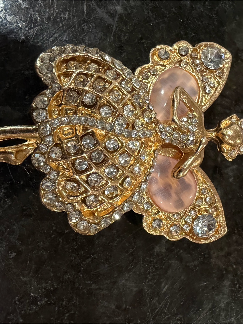 Gold-tone Pink Crystal Ballerina Brooch - Women Jewelry
